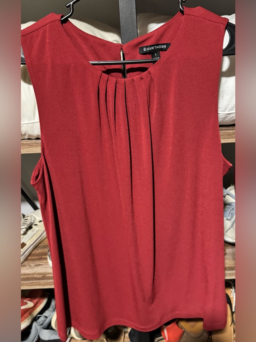 41 Hawthorn Deep Red Pleated Sleeveless Camisole